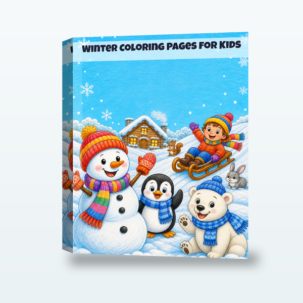 Winter Coloring Pages for Kids, 25 Bold Printable Snowman and Penguin Coloring Sheets