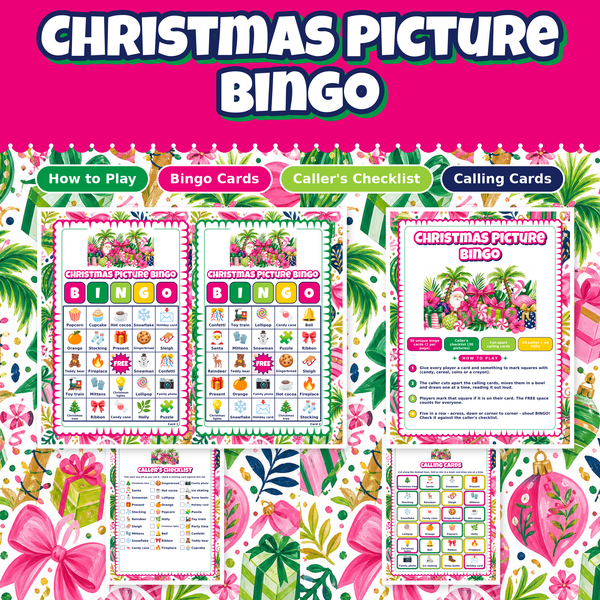Christmas Picture Bingo, 30 Printable Bingo Cards for Kids, Christmas Party Game, Classroom Holiday Activity