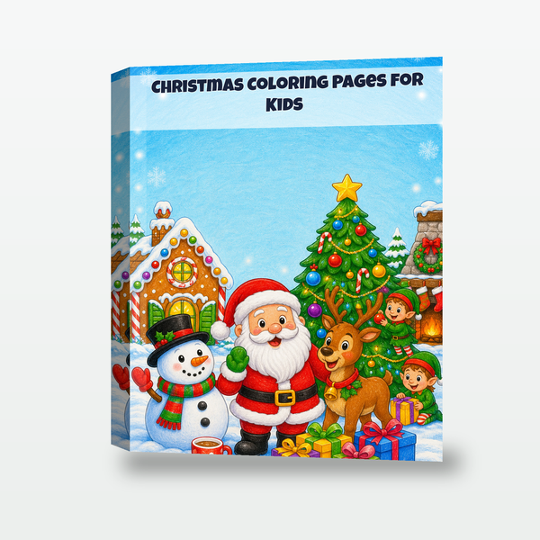 Christmas Coloring Pages for Kids, 25 Bold Printable Holiday Coloring Sheets, Santa and Snowman